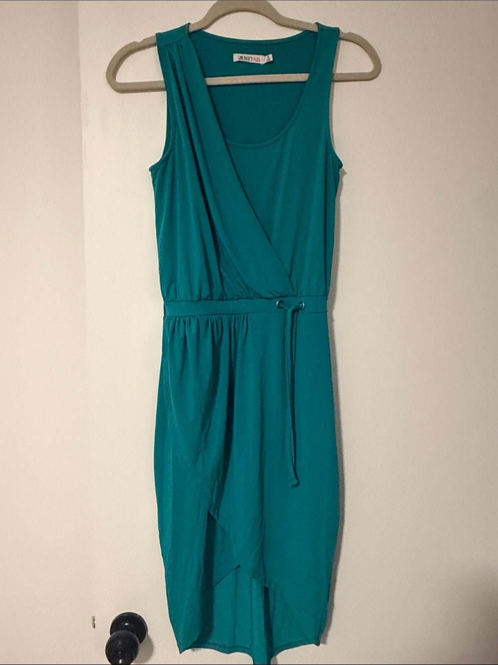 JustFab Teal Sleeveless Wrap-Style Midi Dress